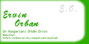 ervin orban business card