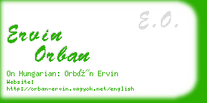 ervin orban business card